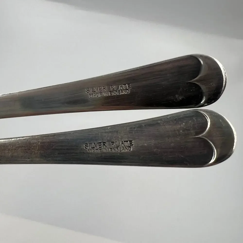 Vintage‎ Set Flatware Salad Servers Spoon & Fork Long Handles Minimalist Design